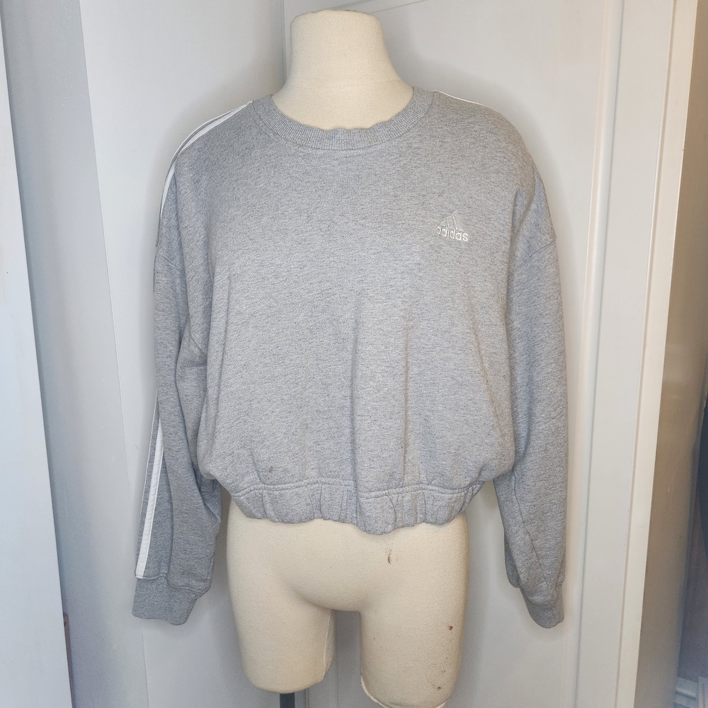 adidas Women's Light Gray Crewneck Sweater